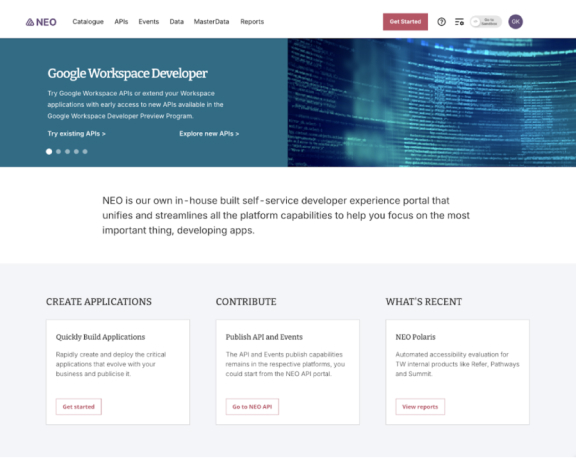 NEO Home page