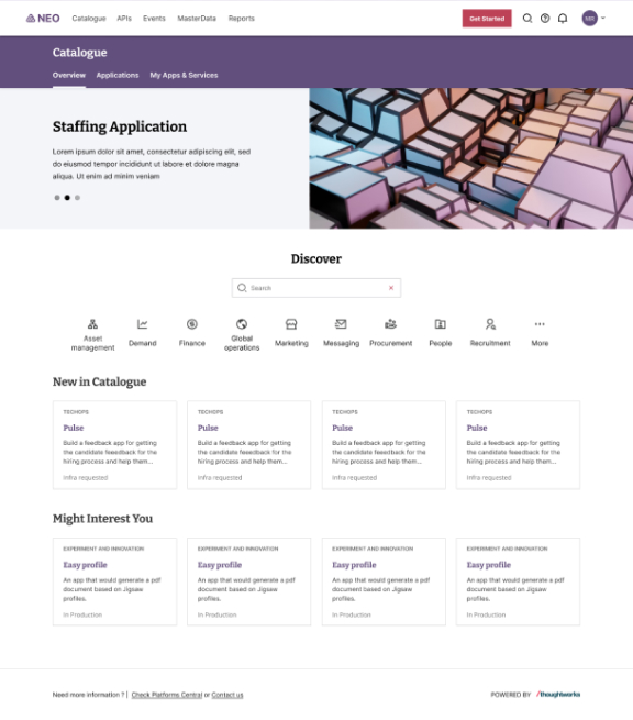 Catalogue Overview page