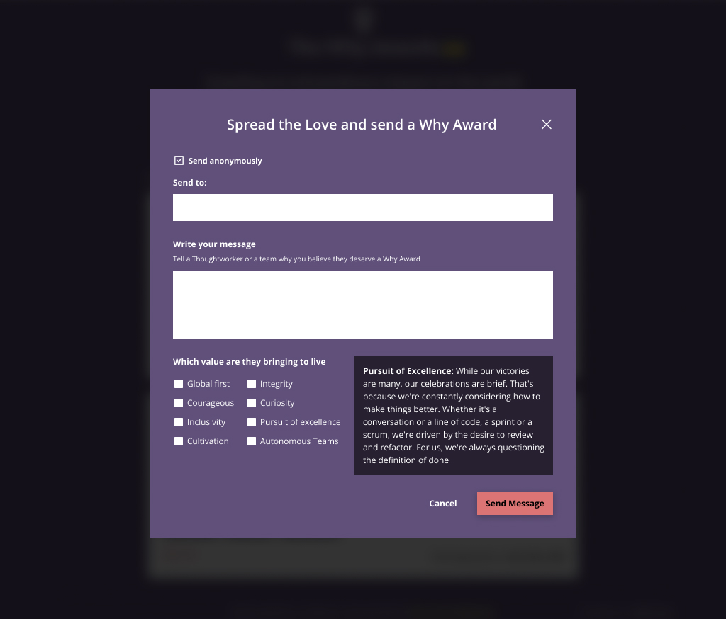 Send Why Award page
