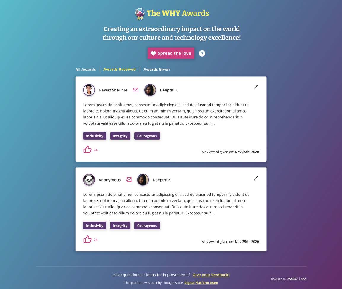 The Why Awards Home Page prototype test